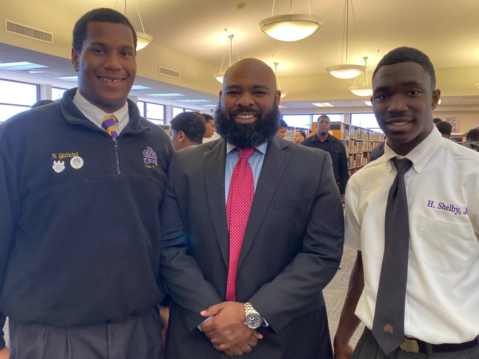 Athletes with a guest speaker after the career development session