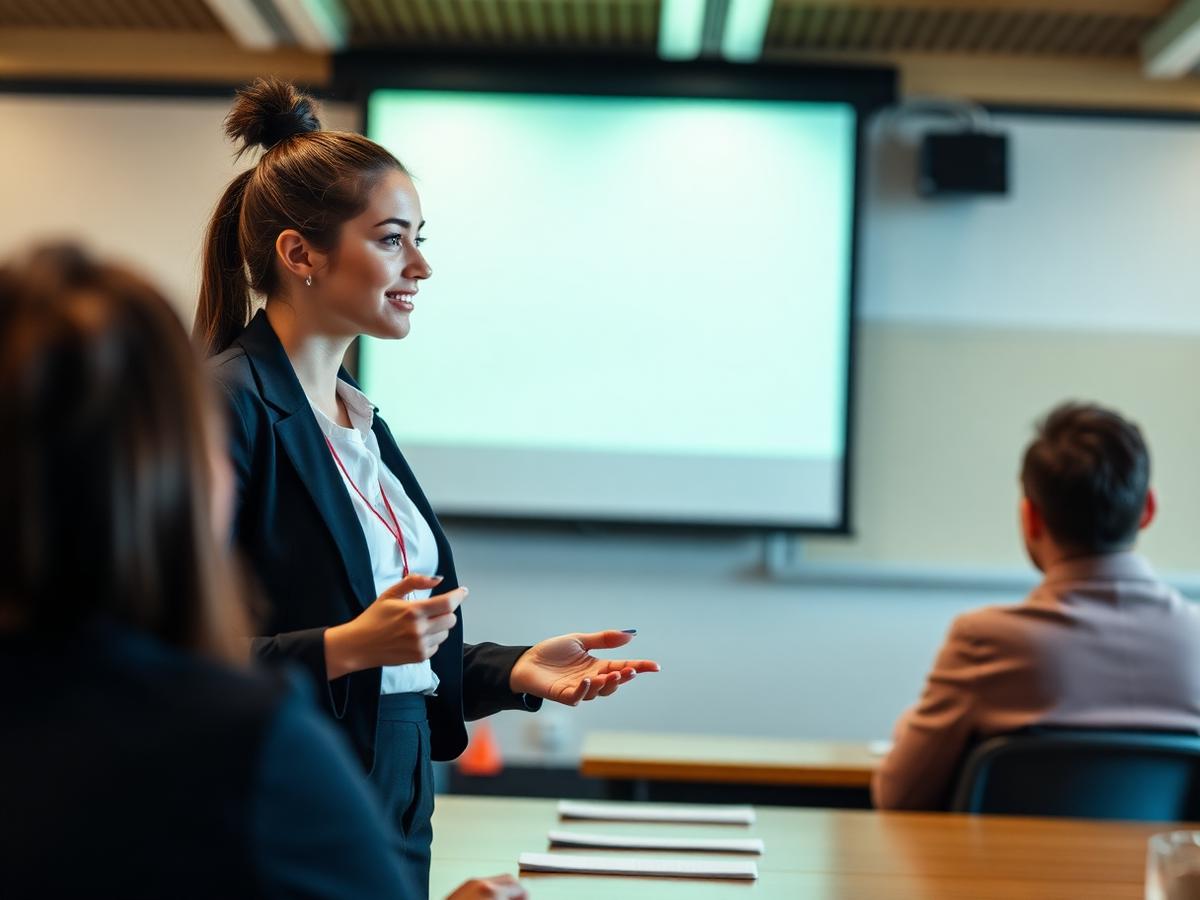 Athlete pitch reps in front of hiring managers
